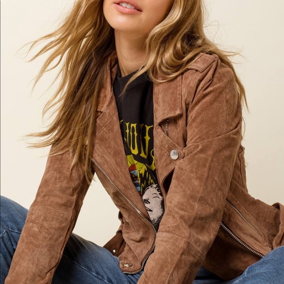 Blank NYC Jackets & Blazers - Blank NYC Suede Moto Jacket in Camel Brown